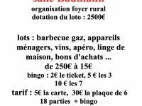 Le loto du Foyer Rural d'Epervans annoncé le 12 octobre 