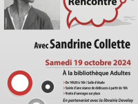 Rencontre avec Sandrine Colette ce samedi à la bibliothèque adultes de Chalon 