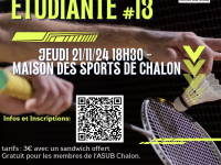 La nuit du badminton étudiante est annoncée le 21 novembre 