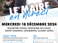 QUARTIER STADE, FONTAINE-AU-LOUP, SAINT-GOBAIN, COUBERTIN, CLAIRS-LOGIS - Le maire en direct, c'est ce mercredi 