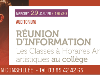 Réunion d’information le 29 janvier 2025 Les CHA (Classes à Horaires Aménagés) au collège