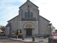   La place de l'église en plein travaux