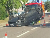 Sur SaôneOr, la voiture termine sa course sur le toit 