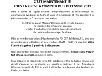 GREVE DU 5 DECEMBRE - FO + Solidaires + FSU appellent à la mobilisation à Chalon sur Saône 