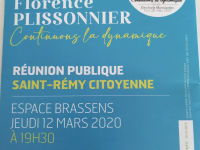 MUNICIPALES - Réunion publique ce jeudi soir pour Florence Plissonnier et Saint Rémy Citoyenne