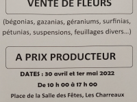 L'Amicale des Charreaux vous donne rendez-vous pour la traditionnelle vente de fleurs de printemps