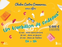 La Ville de Chalon-sur Saône et l’association Chalon Centre Commerces proposent le jeu « Un tourbillon de cadeaux », le jeu 100 % gagnant sur trois samedis de mai.