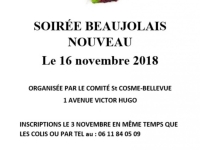 Vendredi 16 novembre : Soirée beaujolais avec le comité St Cosme/Bellevue