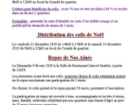 Inscriptions pour les colis de Noël et repas des Anciens du quartier Avenir/Aubépin/St Gobain