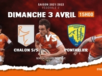 Fédérale 2 - poule 2 : RTC (Rugby Tango Chalonnais) - Pontarlier, pour le dernier match de la saison à domicile, venez encourager  les rugbymans chalonnais    