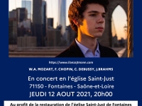 Fontaines - Ilan Zajtmann en concert le jeudi 12 Août à 20h00 à l’église Saint Just de Fontaines.