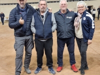 La quadrette de la Boule Saint Jean, Chevaux Bertheau, Leureaud, Blondet, termine invaincue et se classe dans le top 3 du concours quadrette vétérans du Creusot 