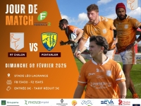 Dimanche 9 février à 15 heures 15, 16ème journée de Fédérale 2 : Chalon RTC –Pontarlier, venez encourager les rugbymans chalonnais