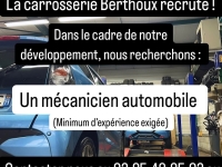 EMPLOI – Le Garage Berthoux recrute un MÉCANICIEN AUTO