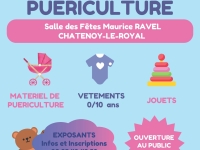 Châtenoy le Royal Dimanche 20 octobre Bourse à la puériculture salle Maurice Ravel de 9h00 à 17h00.