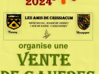 Crissey : Les Amis de Crissiacum organisent une vente de gaufres vendredi 29 novembre de 8h à 12h place des commerces (vers la pharmacie), au profit du Téléthon 2024.