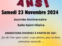 Fontaines : les 2 associations La Claire Fontaine et le Foyer Rural fêtent chacune leurs 70 ans ! et organisent ensemble un moment festif le samedi 23 novembre à partir de 16h à la salle Saint Hilaire