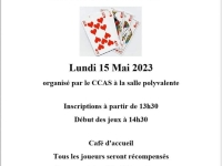 Le CCAS de Lans organise son concours de belote ce lundi 15 mai à 14h30