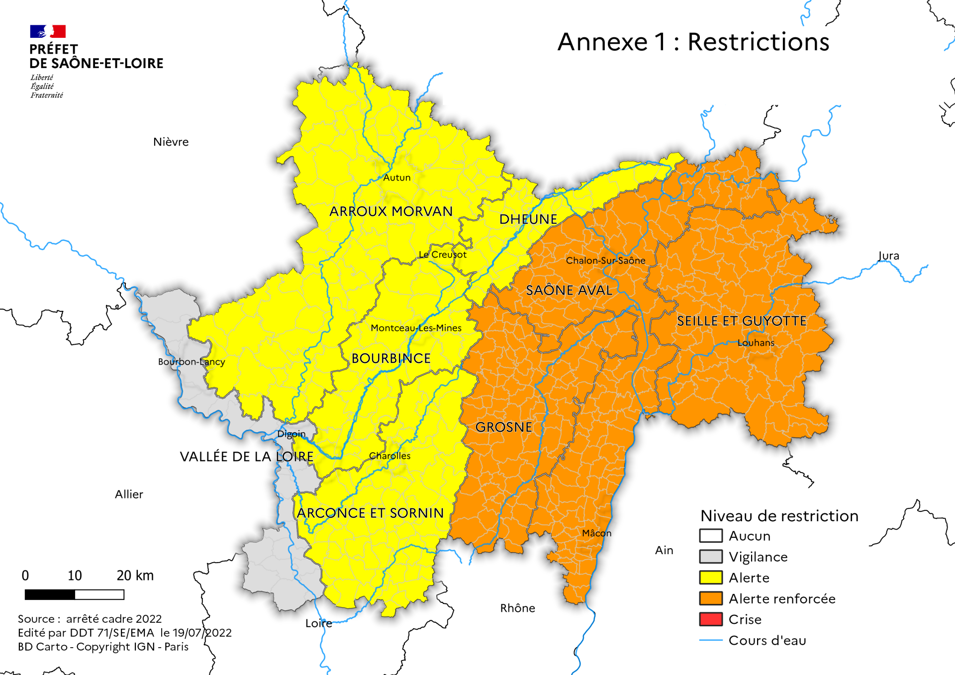 Restriction Eau Saone Et Loire Juillet 2022 SECHERESSE - Le Préfet de Saône et Loire réactive les restrictions d