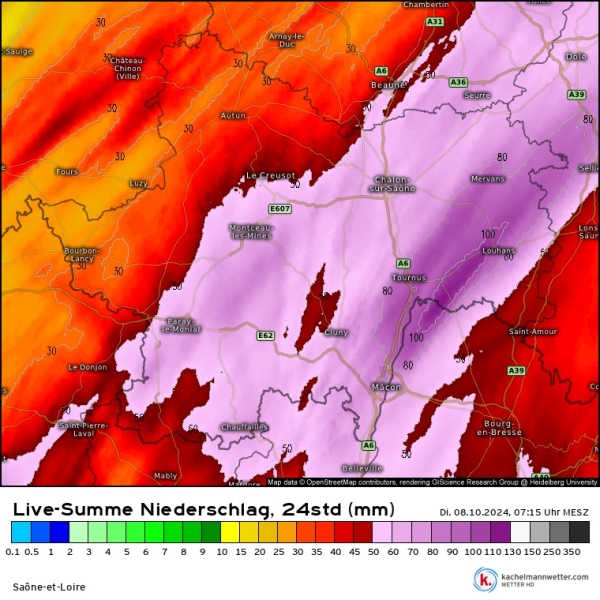 INTEMPERIES -  96 mm à Branges, 95,2 mm à La genête, 91,4 mm à Thurey... 