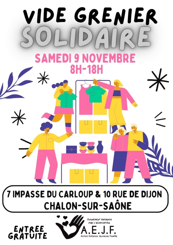 Vide-greniers solidaire ce 9 novembre à Chalon 