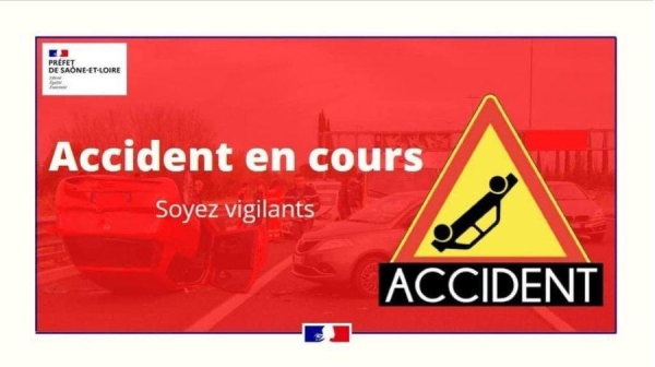 Attention si vous souhaitez rejoindre l'A6 depuis Le Creusot.. un accident en cours et une déviation 