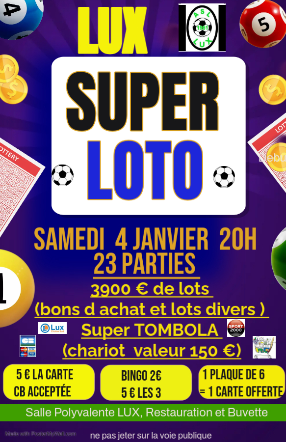 Le super loto de l'AS LUX est annoncé le 4 janvier 