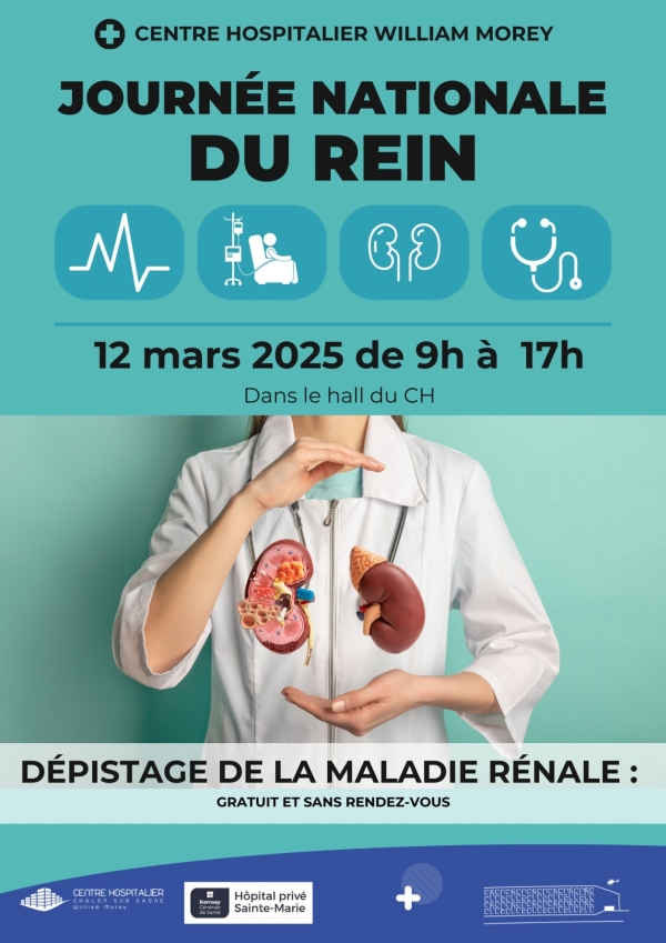 La journée nationale du rein vous donne rendez-vous le 12 mars à l'hôpital de Chalon sur Saône 