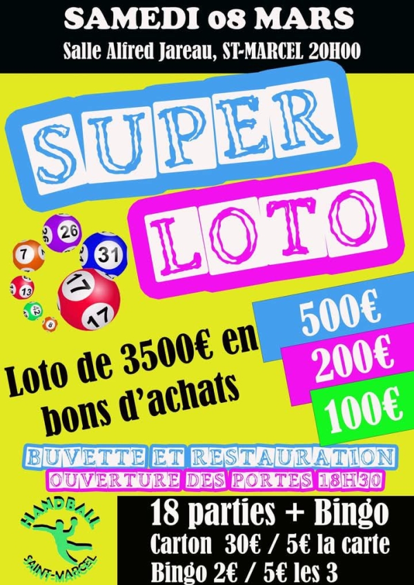 Super-loto du handball Club Saint-Marcel le 8 mars 