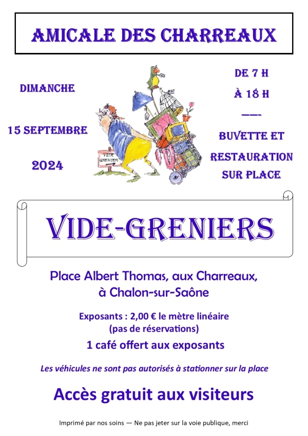 Le vide-greniers des Charreaux c'est ce dimanche 