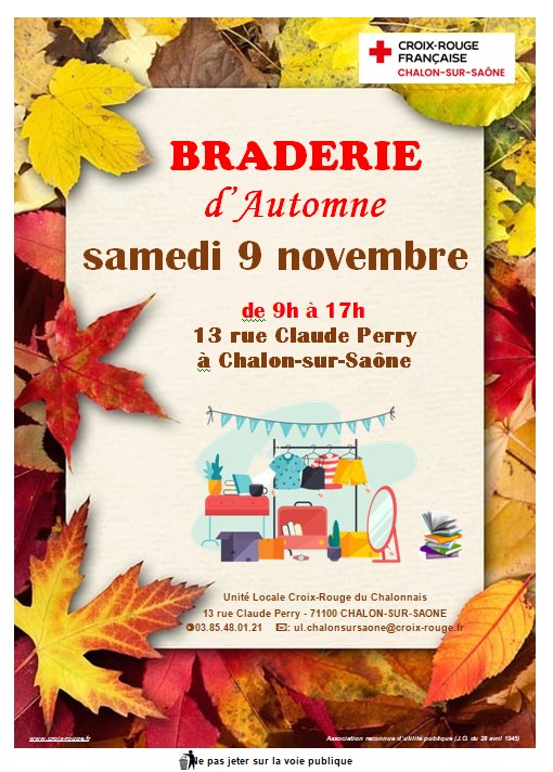 La braderie d'automne de la Croix-Rouge Chalon ... c'est le 9 novembre 