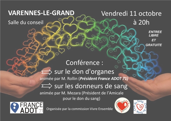 Pour tout savoir sur le don d'organes - Une conférence organisée à Varennes le Grand le 11 octobre 