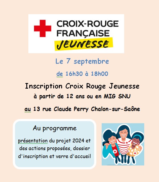 Croix-Rouge jeunesse Chalon... c'est le moment de vous inscrire 