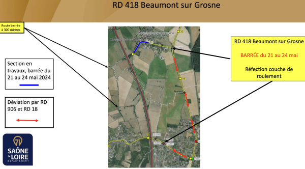  RD 418 - Commune de Beaumont-sur-Grosne Travaux de réfection de la couche de roulement 