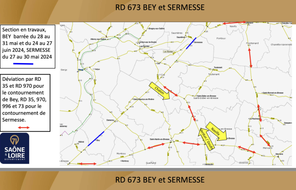 BEY / SERMESSE - Des perturbations annoncées sur RD 673 
