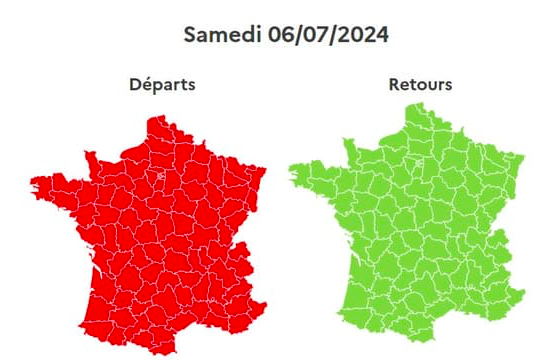 VACANCES - un samedi classé rouge dans le sens des départs