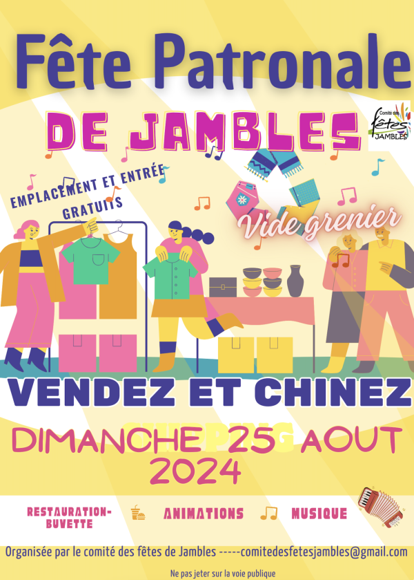 La fête patronale de Jambles est annoncée le 25 août - à noter sur vos agendas ! 