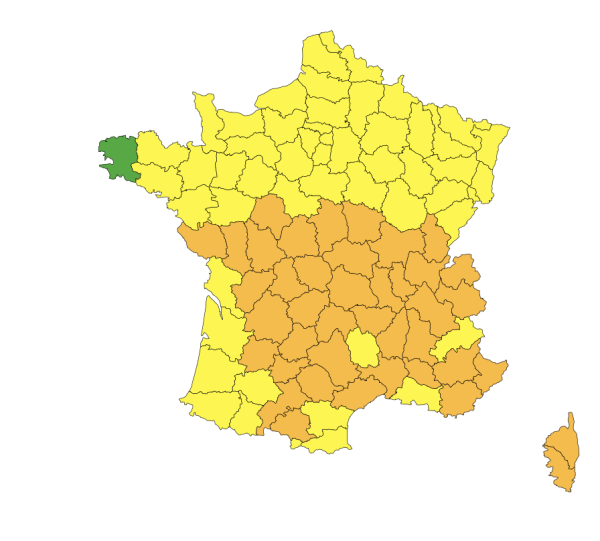 La Saône et Loire toujours en orange ce mercredi ... pour la canicule 