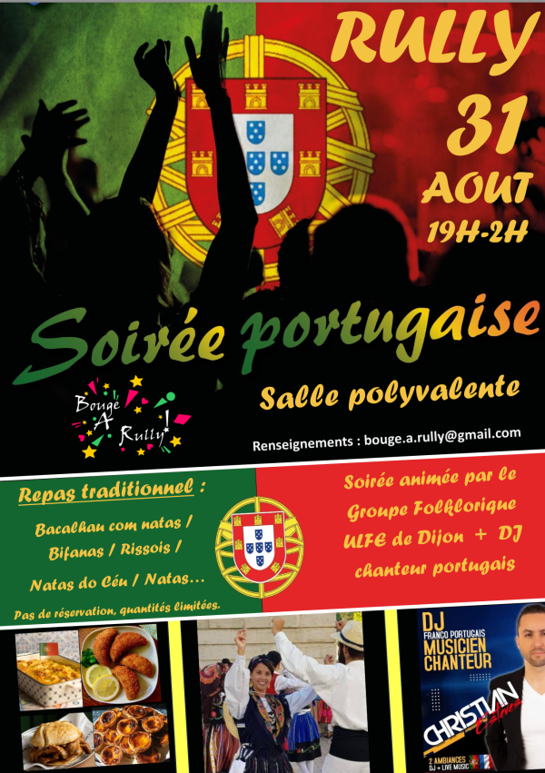 Soirée portugaise annoncée à Rully le 31 août à la salle polyvalente 