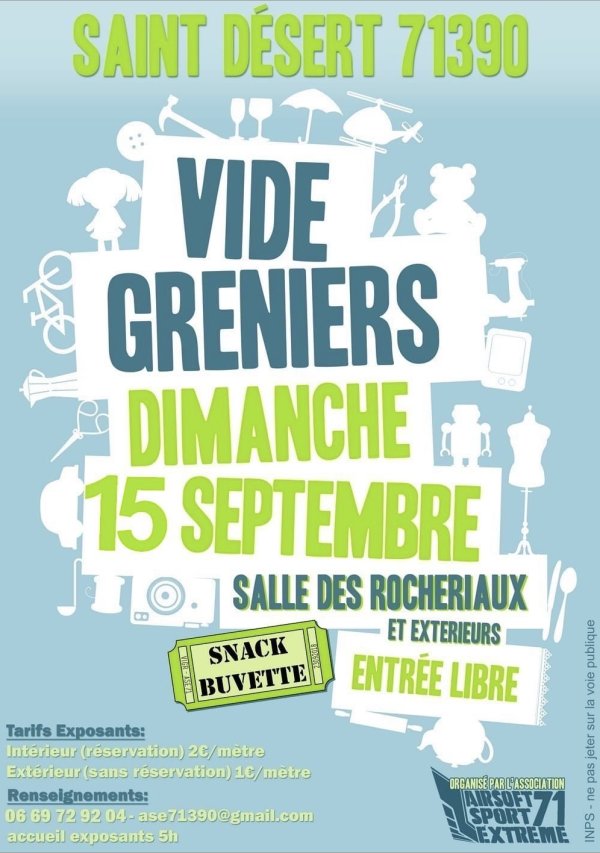 Airsoft Sport Extrême 71 organise son 12e vide greniers le 15 septembre à Saint-Désert