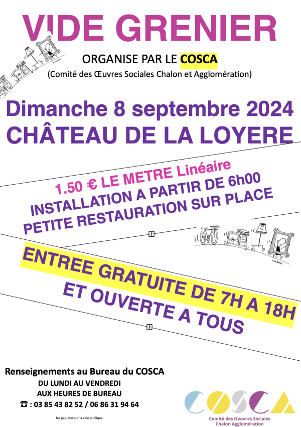 Le Comité des Oeuvres Sociales de la ville de Chalon et du Grand Chalon annonce son vide-grenier le dimanche 8 septembre 