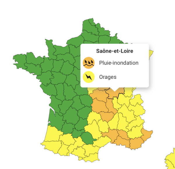 Vigilance orange activée ce mercredi soir en Saône et Loire pour des risques d'inondation 