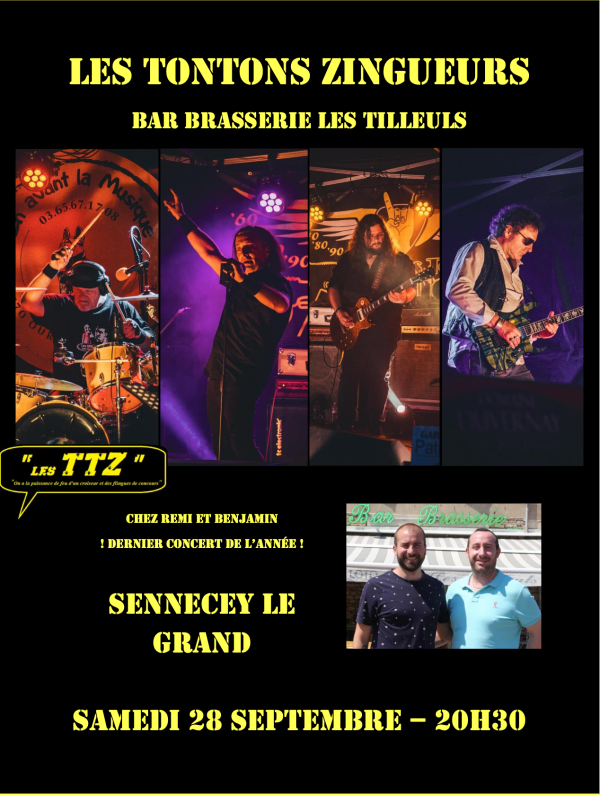 Les Tontons Zingueurs en concert à Sennecey le Grand ce samedi soir 