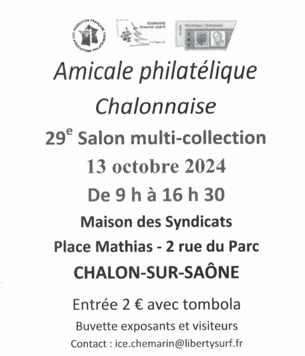 L'Amicale Philatélique Chalonnaise organise son 29e salon multi-collection 