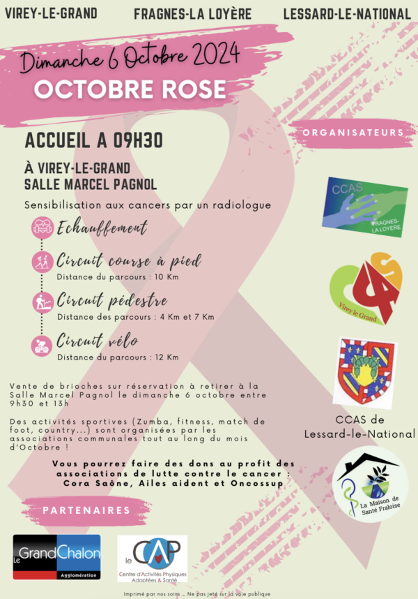 OCTOBRE ROSE - Virey le Grand / Fragnes-La Loyère et Lessard le National s'unissent pour le 6 octobre 