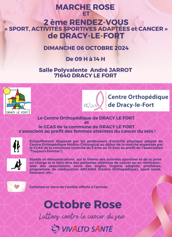 OCTOBRE ROSE - Marche rose et rendez-vous sport à Dracy le Fort ce dimanche 