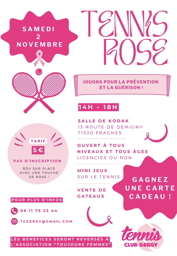 Tennis Rose à Gergy le samedi 2 novembre 