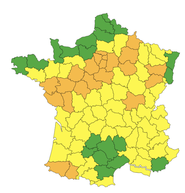 La dépression KIRK s'apprête à toucher la France - La Saône et Loire en vigilance orange comme 24 autres départements 