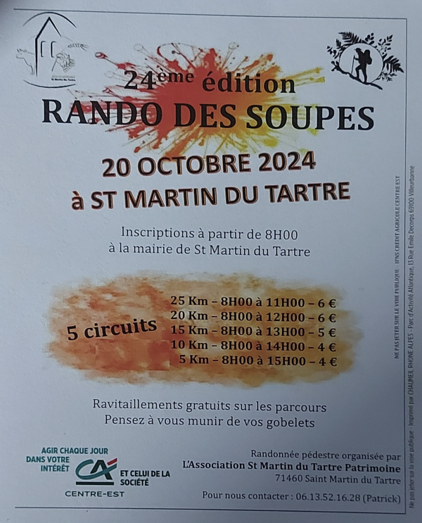 La 24e Edition Rando des Soupes à Saint Martin du Tartre... c'est ce dimanche 