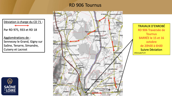 Attention la RD 906 à Tournus sera fermée cette nuit encore 